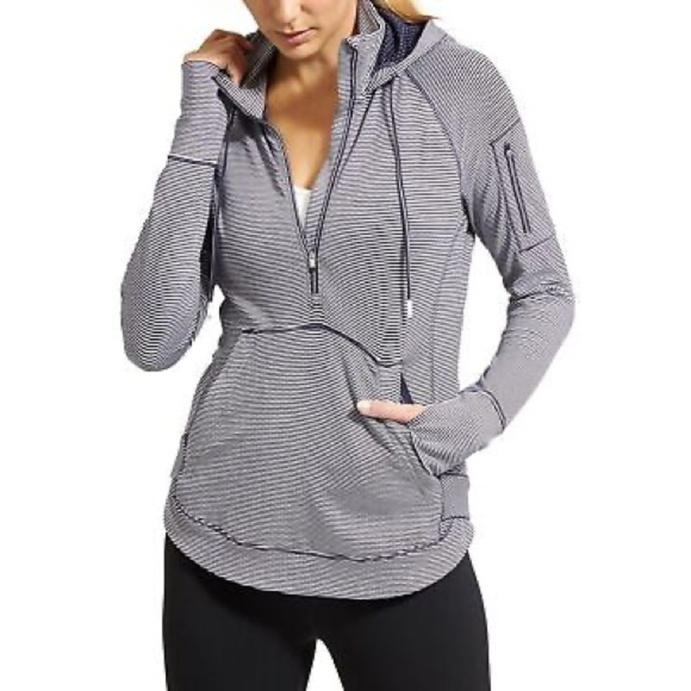 Athleta Navy and White stripe Hoodie